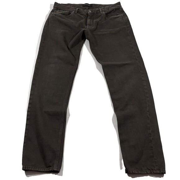 Ermenegildo Zegna Mens Pants Brown Tailored Fit Straight Leg Stretch Jeans Sz 34